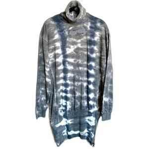 Young Fabulous Broke Light Green Tie-Dye Turtleneck Sweatshirt Tunic Dress M y2k